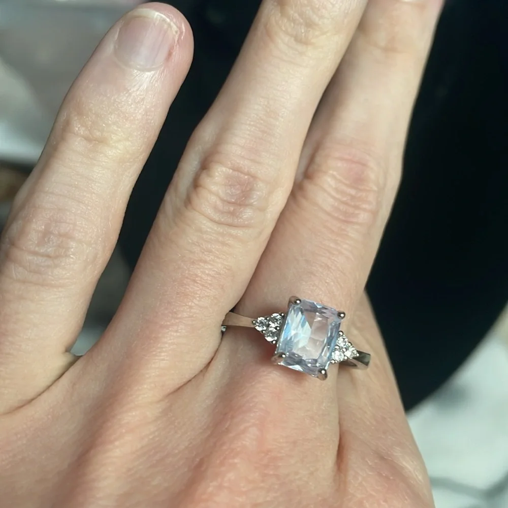 Sterling silver square cut topaz Elegant Silver Gemstone Ring